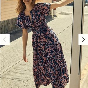XL Anthropologie Somerset Maxi Dress Navy Blue
